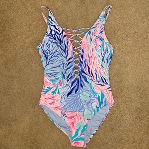 Lilly Pulitzer Kaleidoscopic Coral One Piece NWT